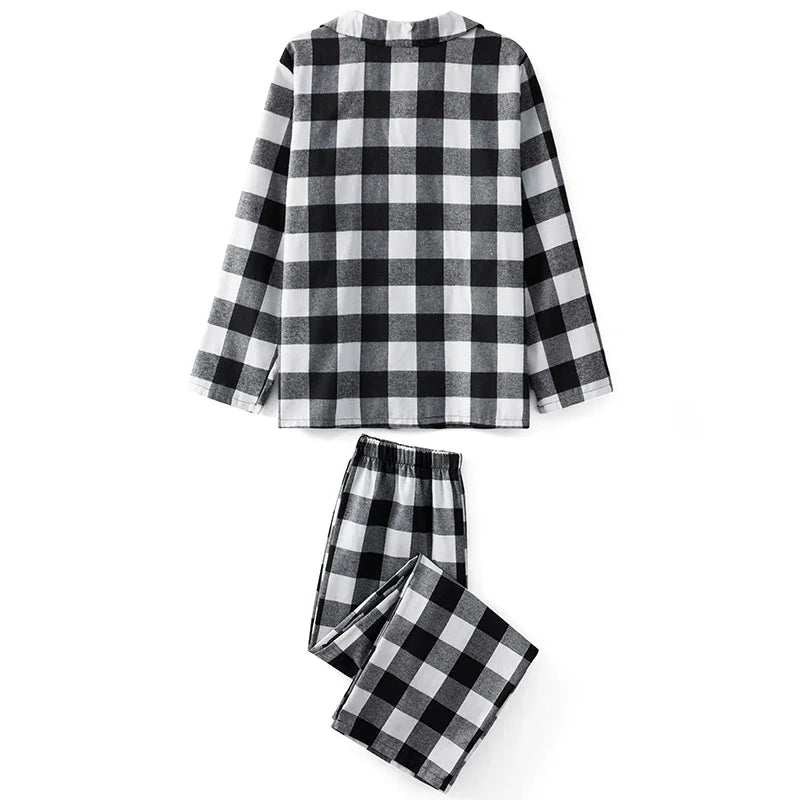 hirigin Christmas Family Pajamas Matching Set Long Sleeve Shirt with Pants Plaid Sleepwear Loungewear Homewear