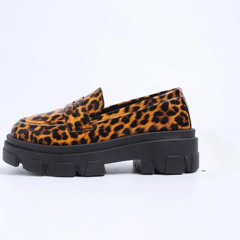 Amay Ladies Shoes high quality loafers Women's High heels Fashion leopard print Office and Career hot sale Plus Size heels women