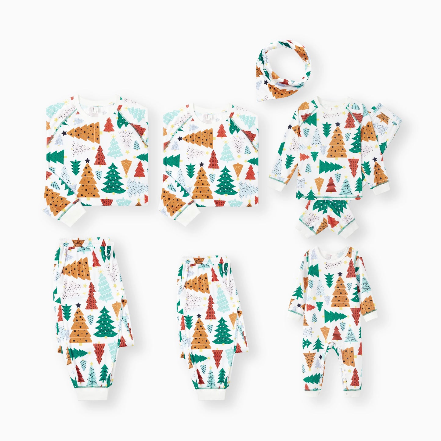 PatPat Christmas Pajamas Sets Family Matching Allover Christmas Tree Pattern Drawstring and Pockets Holiday