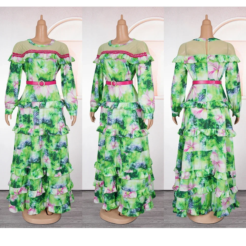 Maxy Elegant Dresses for Women Clothing Plus Size Wedding Party Evening Long Dress Dashiki Ankara Print Outfits