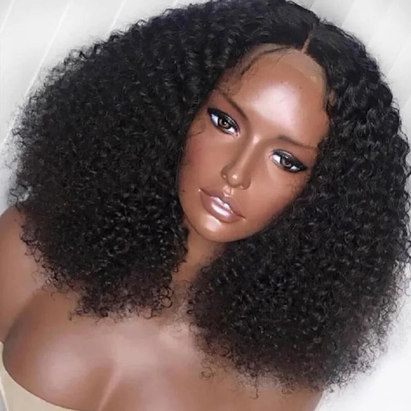 Amay 26inch 180Density Long Glueless Soft Natural Black Kinky Curly Lace Front Wig For Women Babyhair Preplucked Heat Resistant Daily