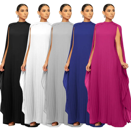 Maxy Dashiki African Dresses for Women Spring Fashion O-neck Long Sleeve Solid Color Long Maxy Dress African Clothes Women