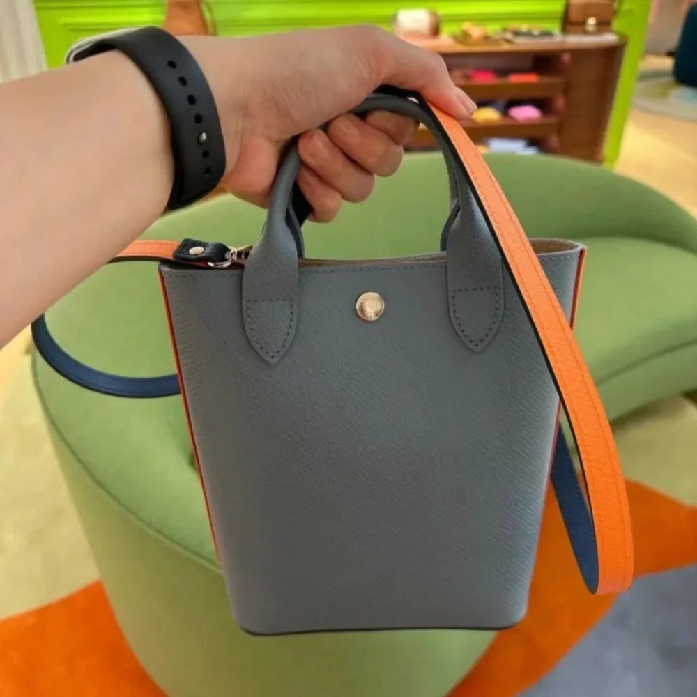 Maxy High quality new cowhide large capacity multifunctional bag, shoulder bag, color blocking handbag, hand-held bucket, women's bag