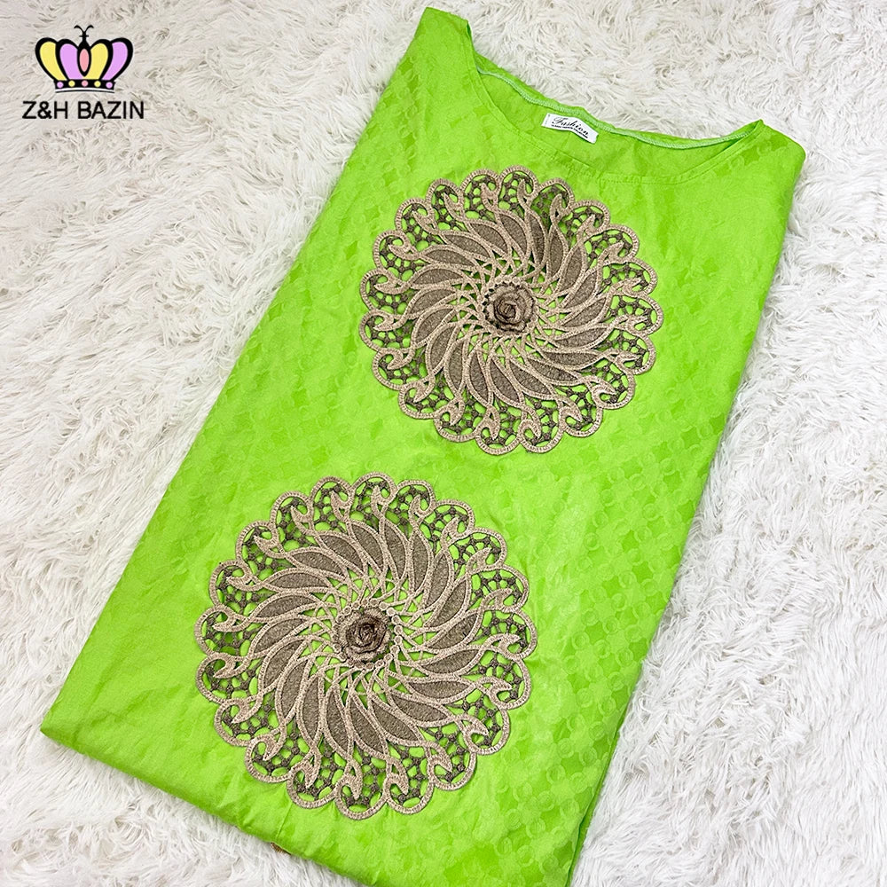 Maxy Newest African Dresses For Women Turkey Designer Bazin Riche Long Dresses Dashiki Robe Wedding Gowns Green Basin Clothing