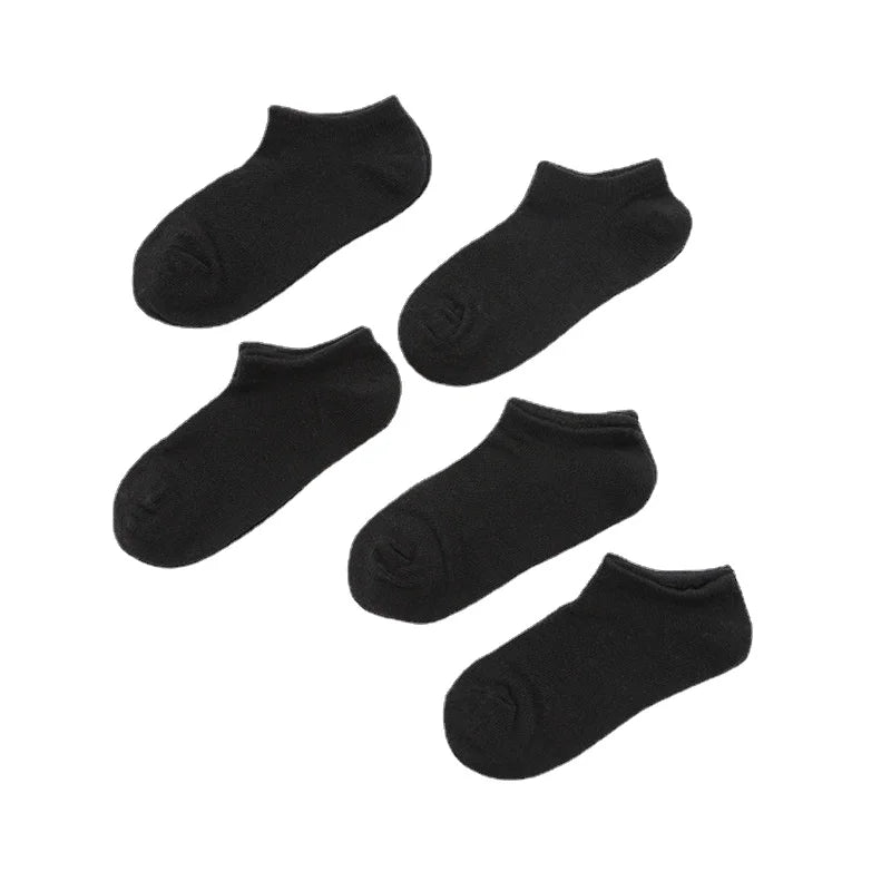 Maxy 5 Pairs Children Ankle Socks Boys Girls Black White Gray Socks Cotton Soft Baby Loose Comfortable Sock Kids School Sport Clothes