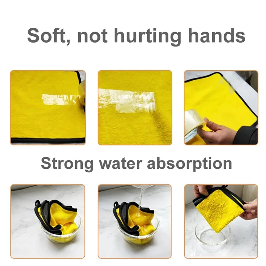 Maxy 1/2/6pcs Microfiber Cleaning Towel Thicken Soft Drying Cloth Car Body Washing Towels Double Layer Clean Rags Car Accessories