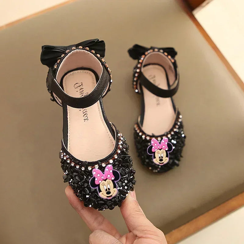 Maxy Disney Mickey Mouse Girls Show Shoes Summer New Girls Baby Princess Shoes Children Baotou Soft Sole Crystal Shoes Sandals