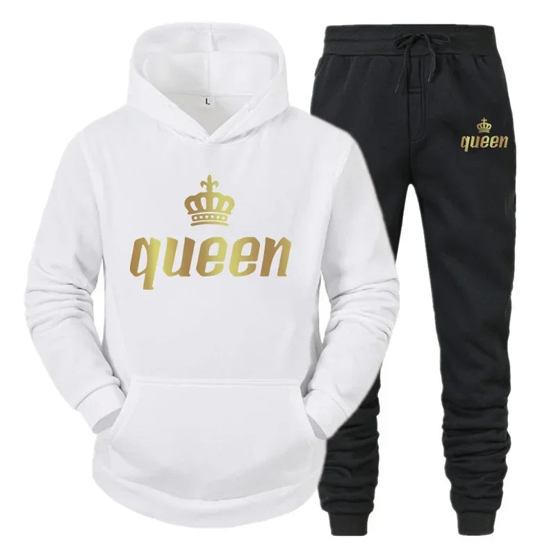 Maxy King And Queen Couple Outfit Hoodie and Jogger Pants High Quality Men Women Daily Casual Sport Jogging Suit King Queen Tracksuit