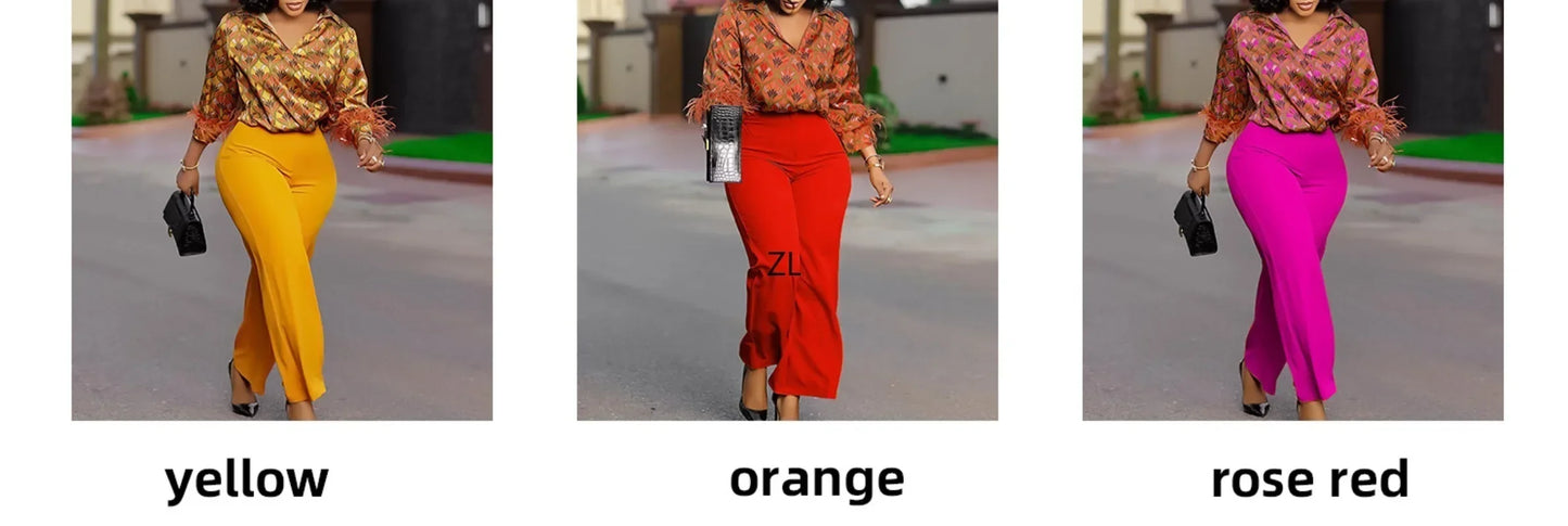 Maxy 2 Piece Women Sets New Arrival Plus Size Spring Summer Matching Sets Print Two Pieces Sets Top Pants Suits Outfits Clothing