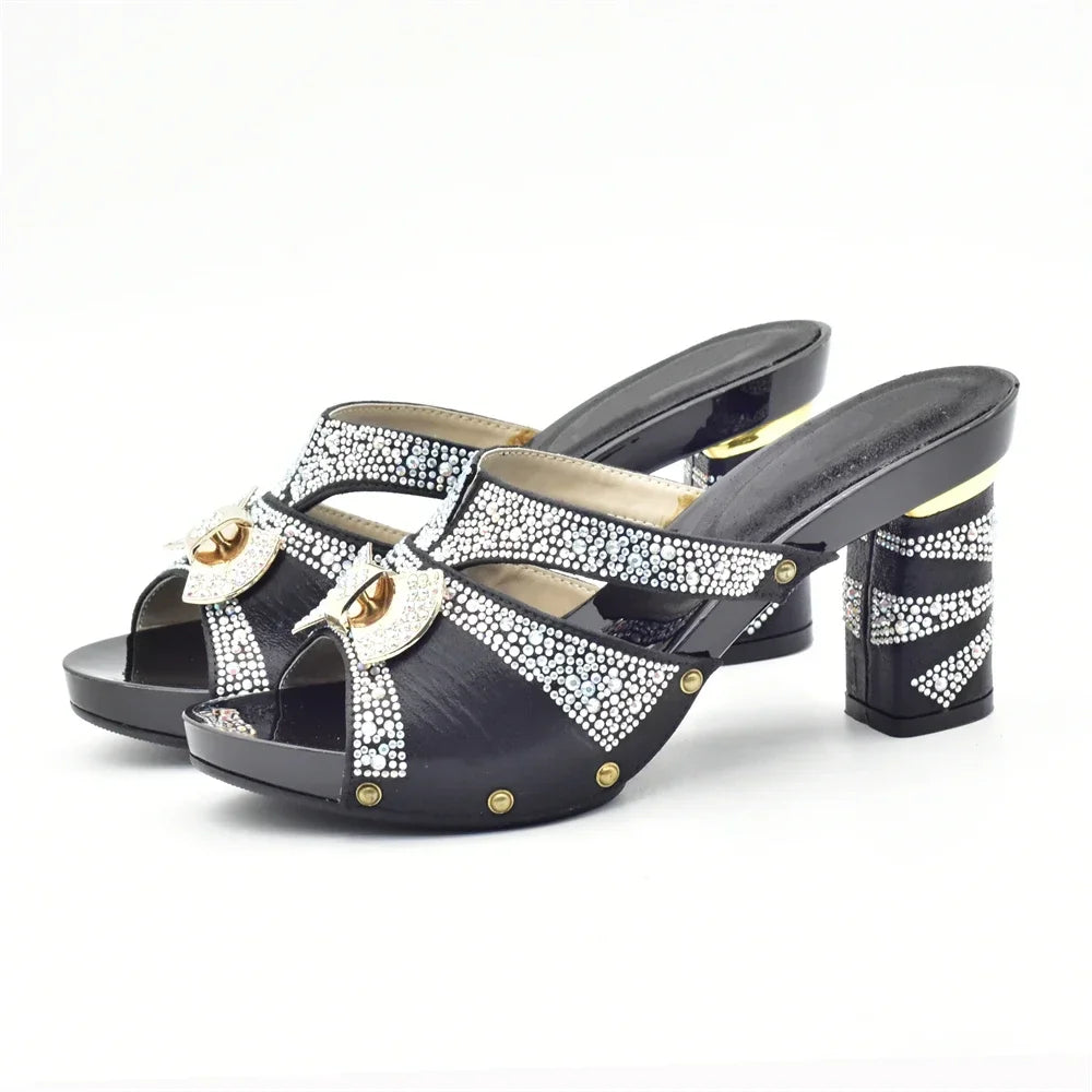 Maxy New Arrival African Matching Shoes and Bags in Women Nigerian Party Pumps Wedding Shoes Bride Wide Heels Women