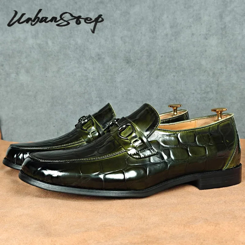 Maxy Luxury Mens Leather Shoes Genuine Leather Horsebit Loafers Moccasin Social Casual Shoes Wedding Formal Dress Driving Men Shoes