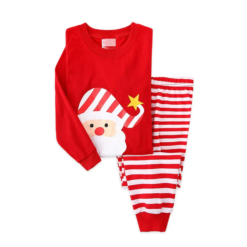 Kids Halloween Christmas Tops + Pant Cosplay Costume Boys Girls Santa Claus Print Pajamas Nightwear Home Clothing 2-7 Years