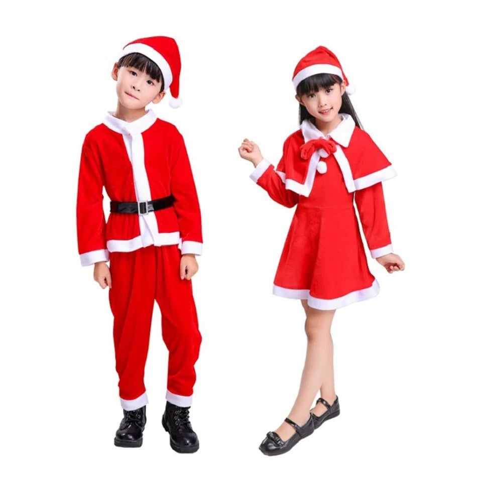 Maxy Boys Girls Christmas Fairy Outfits Kids Christmas Santa Claus Fantasy Costume Children Family Matching Celebration Outfits