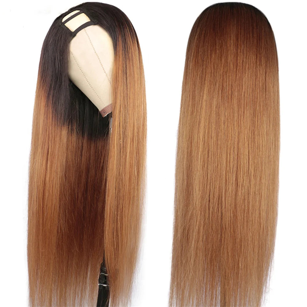 Maxy 1B30 Ombre U Part Wig Human Hair Brown Colored Clip In Hair Extensions Cheveux Humains Natural Black Upart Human Hair Wigs