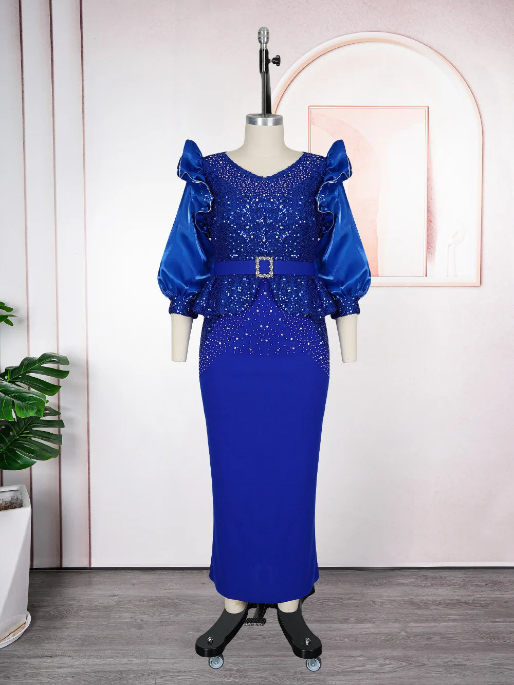 Maxy Dresses for Women Plus Size Ankara Dashiki Africa Clothing Sequin Evening Wedding Party Gown Abaya Turkey Kaftan Outfits