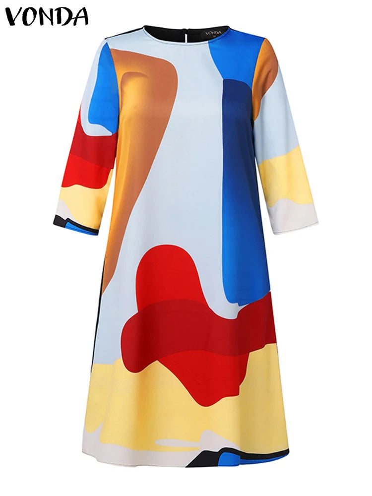 Maxy Plus Size 5XL Women Dress Bohemian Printed Party Dress Elegant A-Line Sundress Casual Vestidos Loose Robe Oversized