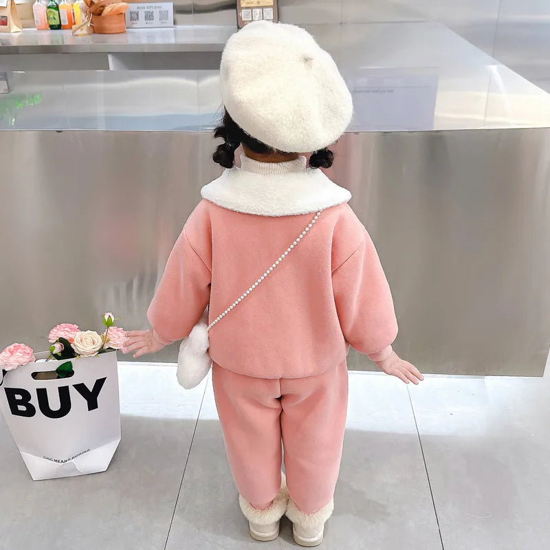 Maxy Children Clothing Sets for Baby Girls Sweater Pants Autumn Winter Toddler Kids Clothes Outfits Cartoon Rabbit Infant Tracksuits