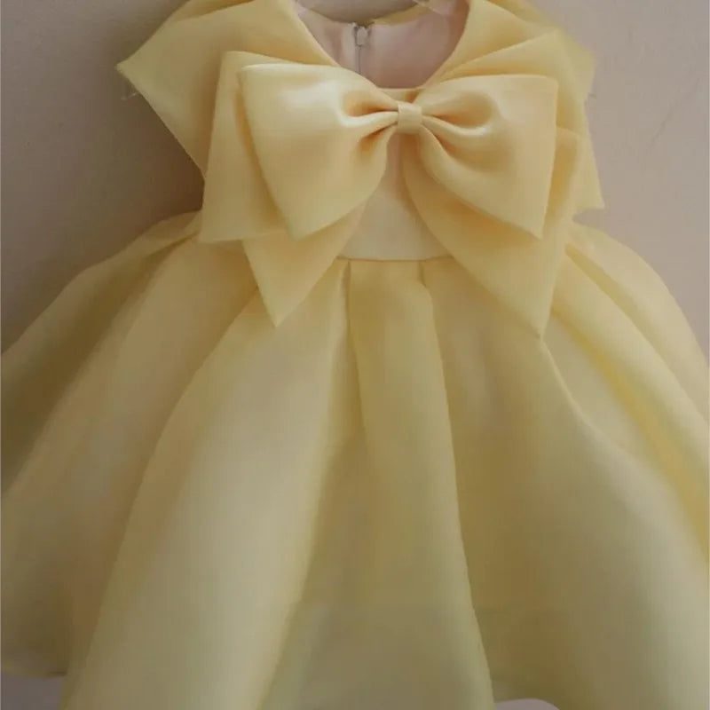 Maxy Baby Girl Princess Big Bow Dress Sleeveless Infant Toddler Teens Child Tulle Vestido Birthday Party Wedding Baby Clothes 1-14Y