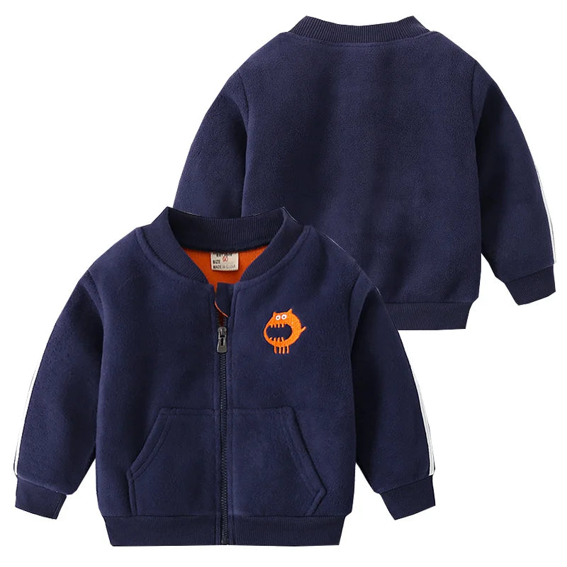 Babs Fall Fleece Boys Jacket Embroidery Warm Thermal Toddler Winter Coat Children's Outfit Kids Clothes