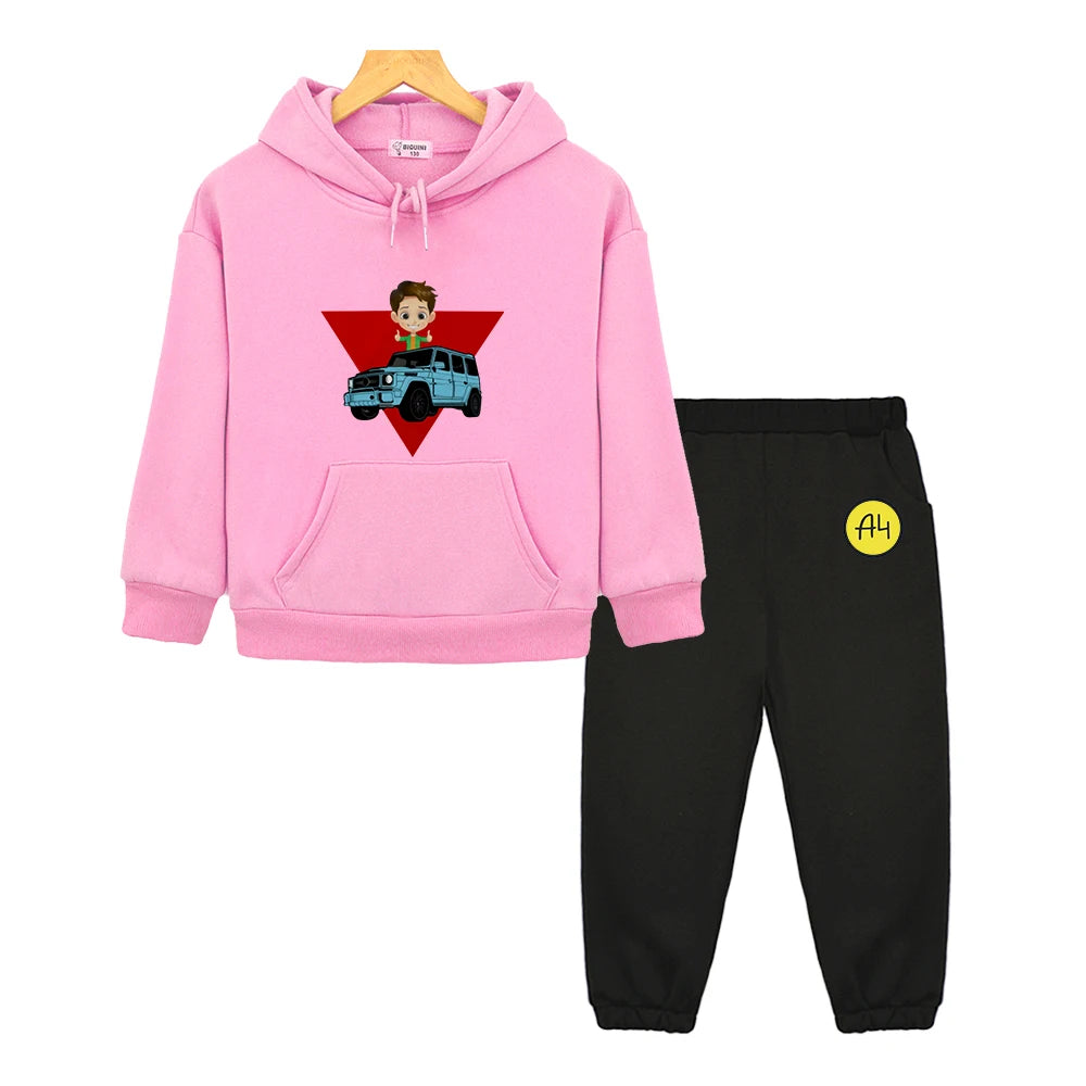 Maxy Kids Merch A4 Hoodie for Boy Suit мерч а4 Sweatshirt with Hood Children Costume Set Child Toddler Girl Winter Clothes Top Pants