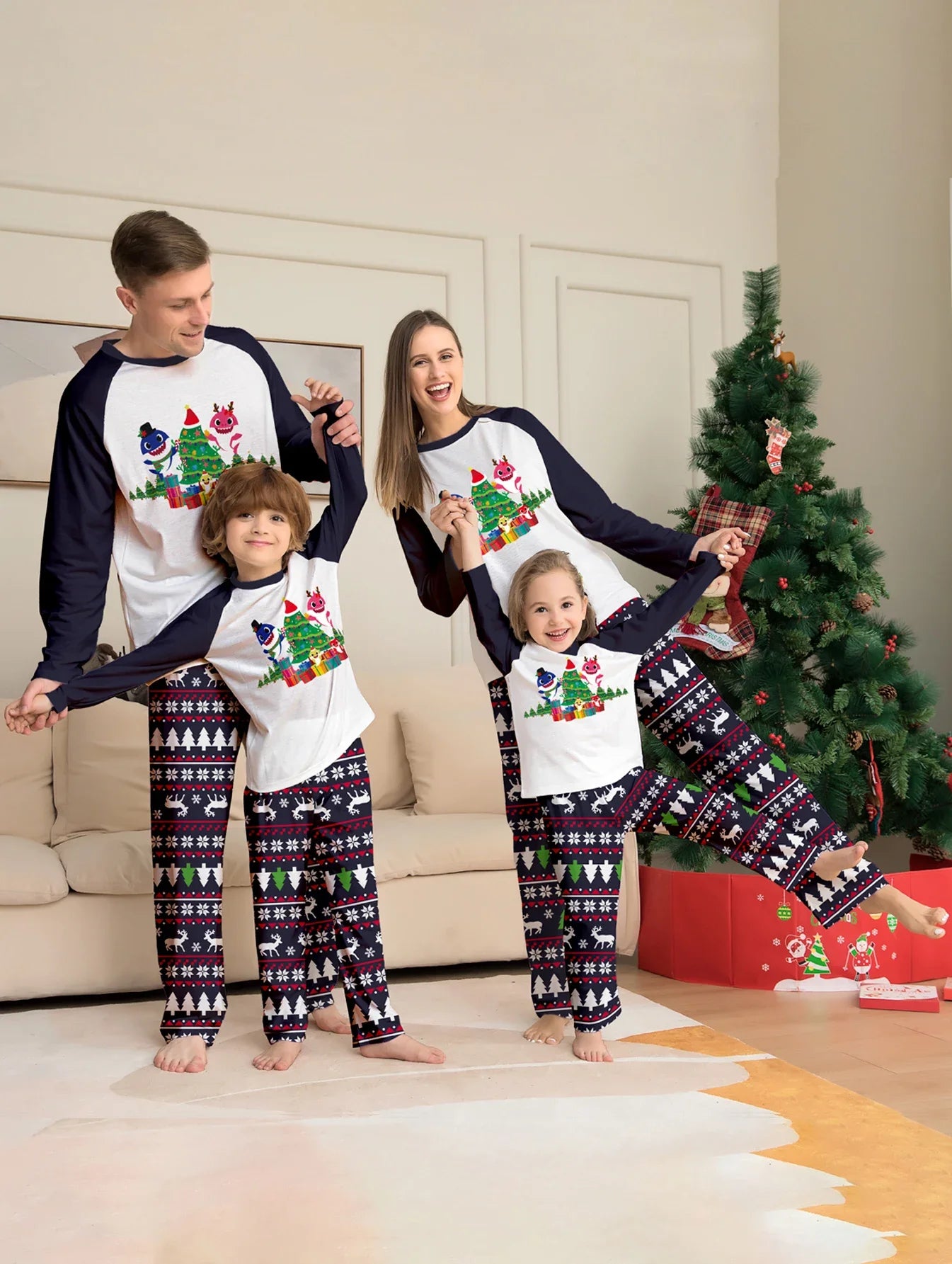 Christmas Printed Parent Boy Girl Mommy Adult Daughter Clothes Outfits Xmas Autumn Korean Family Matching New Home Pajamas Set