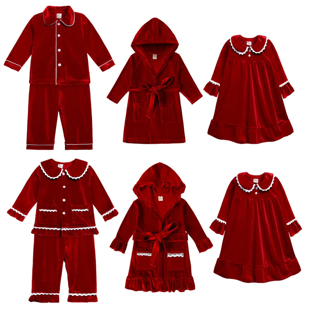 Max Christmas Family Matching Outfits Women Men Toddler Girls Boys Baby Velvet Clothing Set Sleeprobe Warm Soft Pajamas Xmas