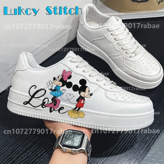 Amay Mickey Mouse couple Minnie Shoes Male Platform Sneakers Fashion Women kateboarding 3D graffiti Casual shoes Christmas present