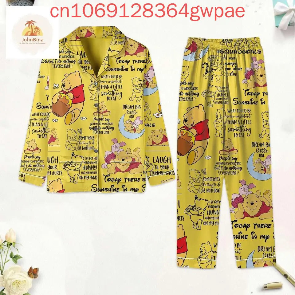 New Disney Winnie the Pooh Christmas Max Pajama Set 3d Printed Pooh Bear Holiday Casual Men's Women's Long Sleeve Shirt Pajama Set