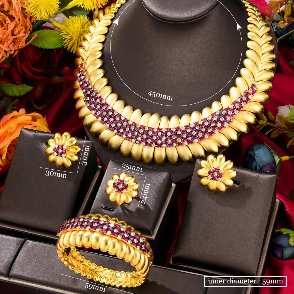 Maxy Famous Brand Bling Sequins Luxury Jewelry Sets For Women Wedding Party Zircon Wedding Bridal Jewelry Set