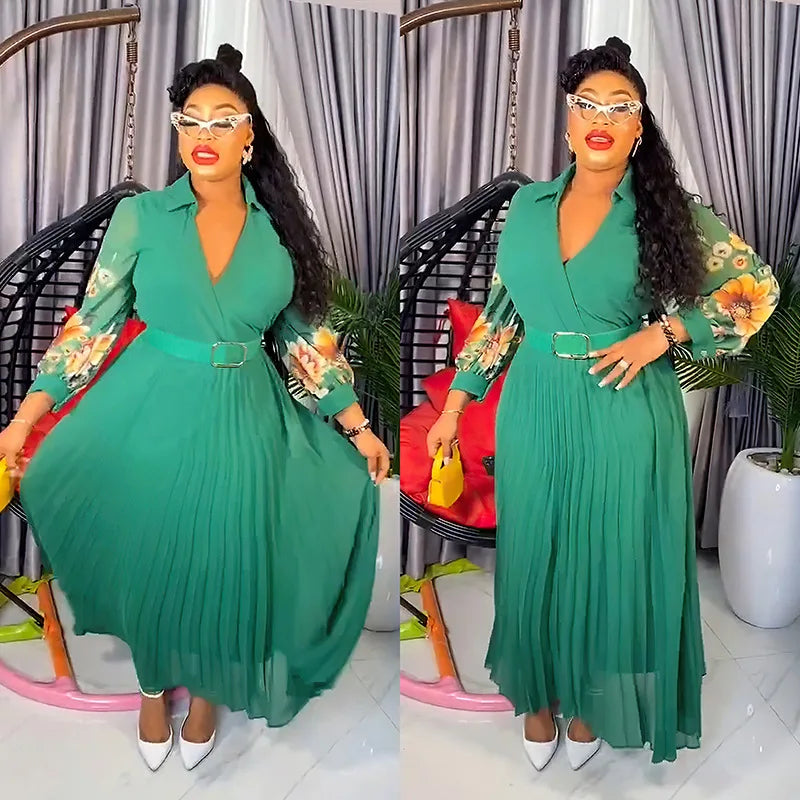 African Dresses for Women 2025 Plus Size Evening Party Long Dress Africa Clothing Elegant Kaftan Muslim Chiffon Maxi Dress