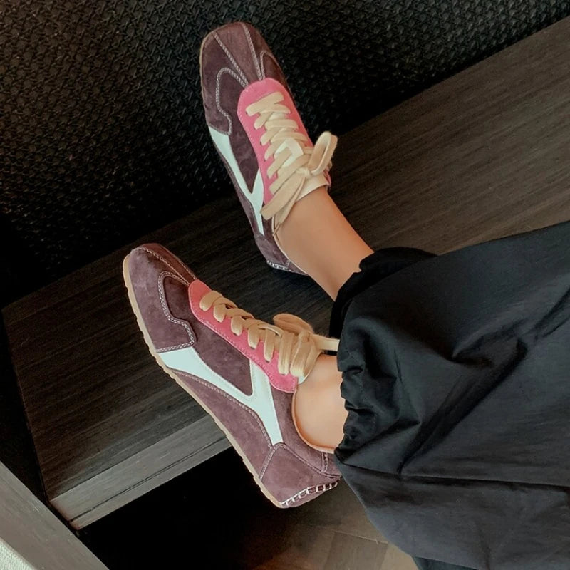 Maxy Japanese and Korean French flat casual shoes for women's spring and summer fashion lace up walking sports shoes women's shoes