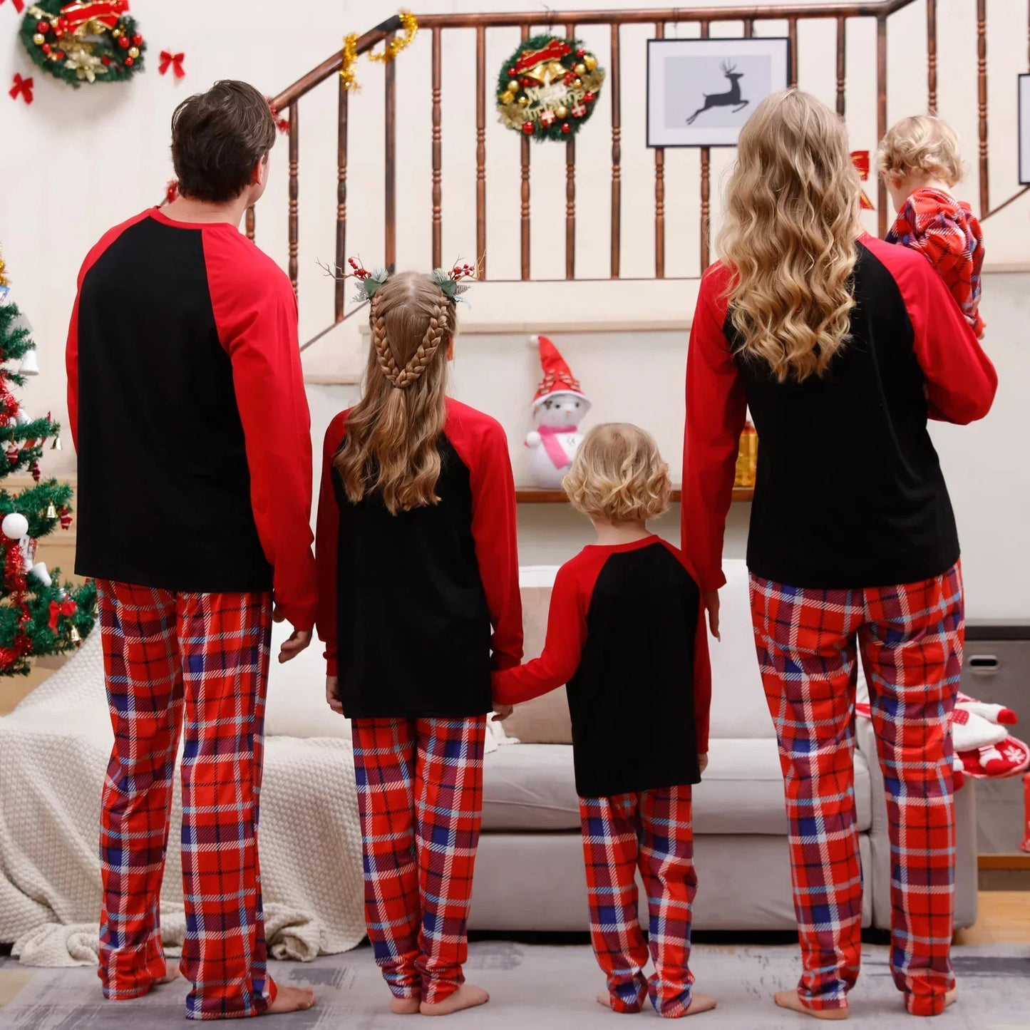 Merry Christmas Cartoon Print Family Pajamas Set Mother Father Kids Matching Outfit Baby Romper Boys Girls Clothes Xmas Look Pjs