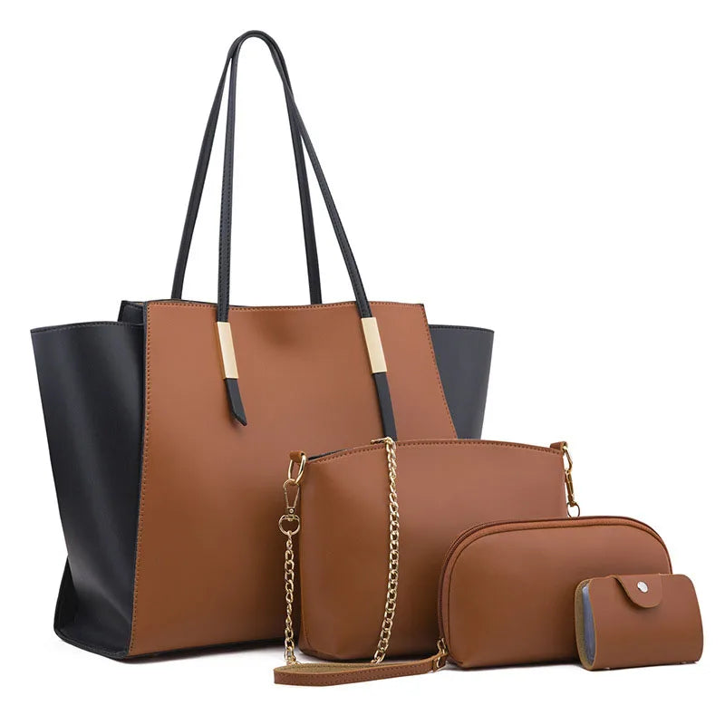 Maxy 4 Piece Set PU Leather Luxury Handbags Purses Women Bags Designer Female Shoulder Crossbody Bag Trend Ladies Messenger Bags