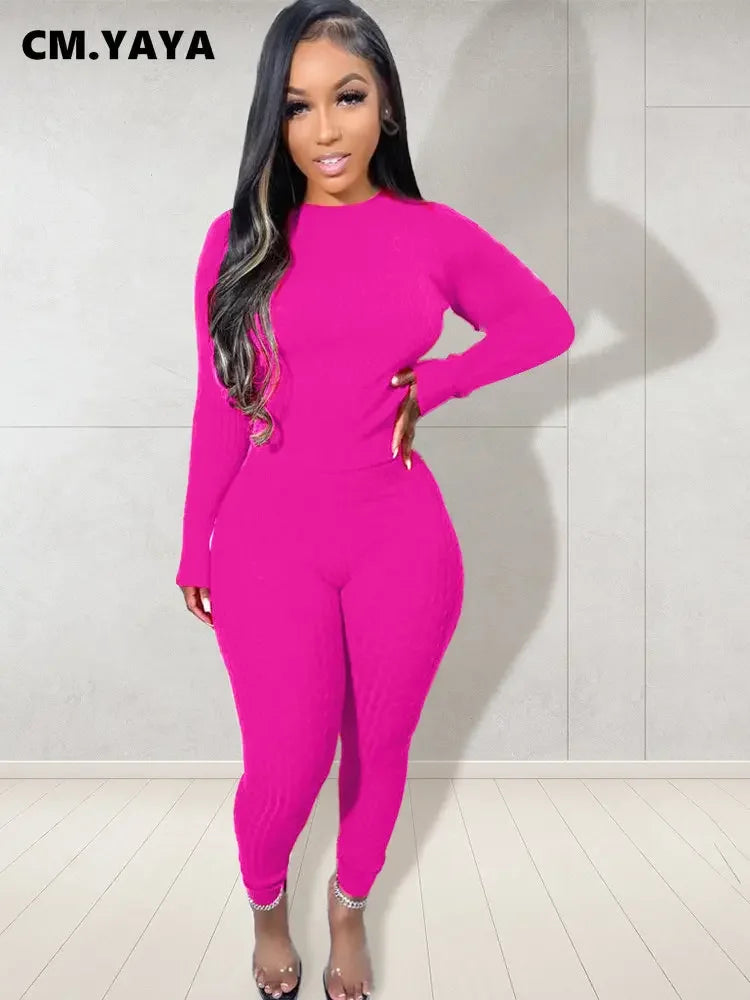 Maxy Women Fashion Weave Two 2 Piece Set Outfits Street Autumn Winter Sweater and Knit Pants Suit Active Tracksuit