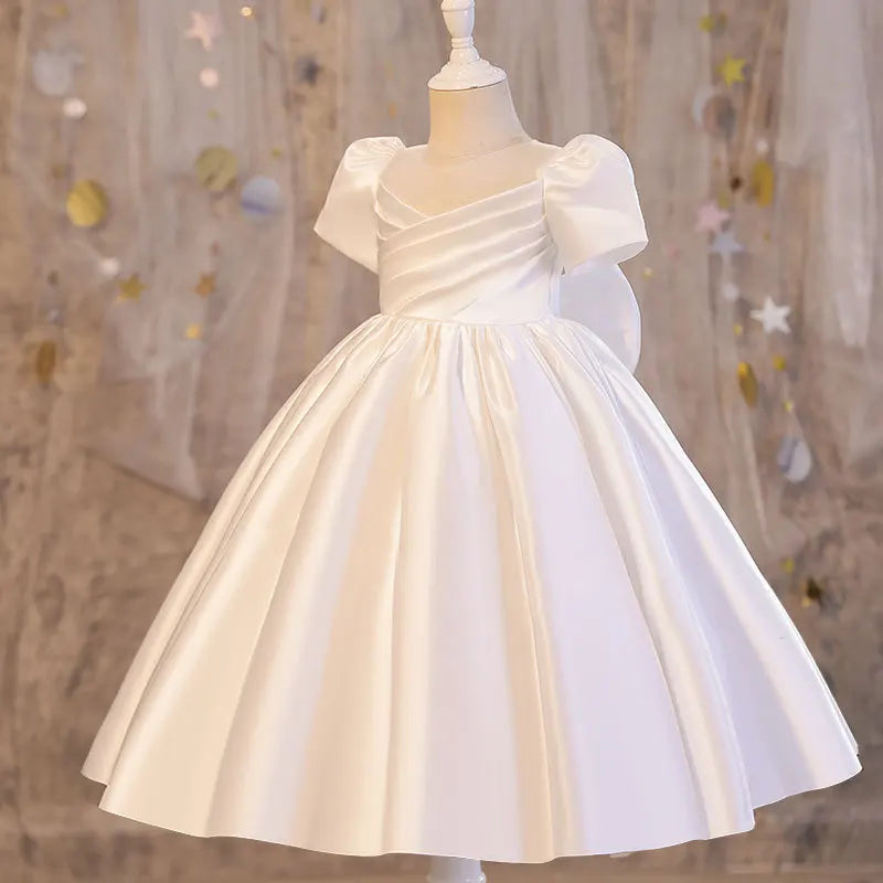 Maxy Girls Party Dresses Summer Luxury Elegant Bow Princess Dress Kids Baptism Lace Wedding Vest Birthday Evening Clothes 1-16 Year