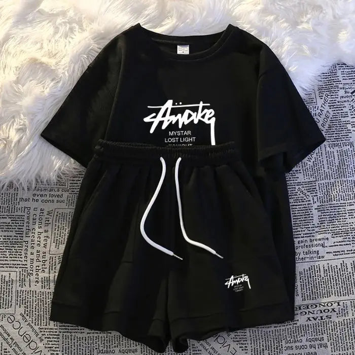 Maxy New Women's Plus-size Set Adult Short-sleeve and Shorts Two-piece Set Children's Loose Casual Set Women's T-shirt and Shorts Set