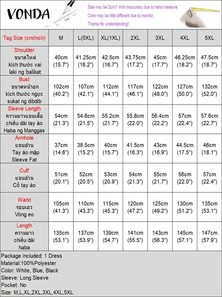 Maxy Plus Size 5XL Autumn Ruffle Dress Elegant Long Dress VONDA Round Neck Printed Flare Sleeve Vestidos Loose Robe