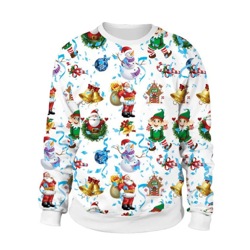 Visco Men Women Alpaca Ugly Christmas Sweatshirt 3D Funny Print Novelty Xmas Sweater Pullover New Year Eve Holiday Party Jumper Tops