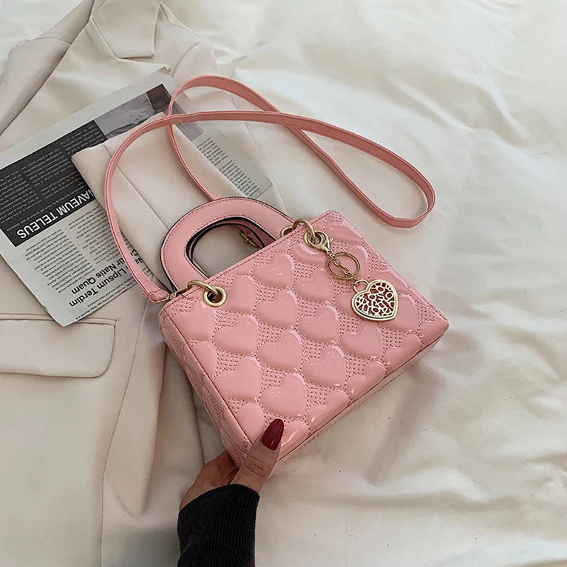 Maxy Red Love Patent Leather Bright Surface Handbag High-end Design Sense Wedding Bag Women's New Fashion All-matching Crossbody Bag