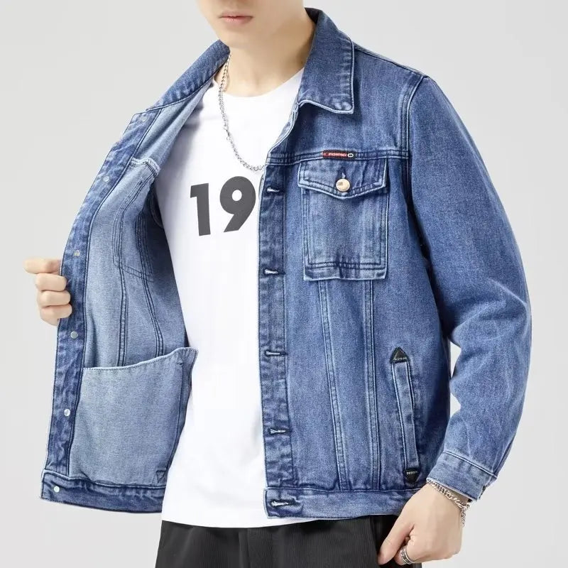 Maxy Autumn and Winter New Men's Classic Fashion All-Match Denim Jacket Men's Fleece Thickening Warm High-Quality Jacket S-5XL