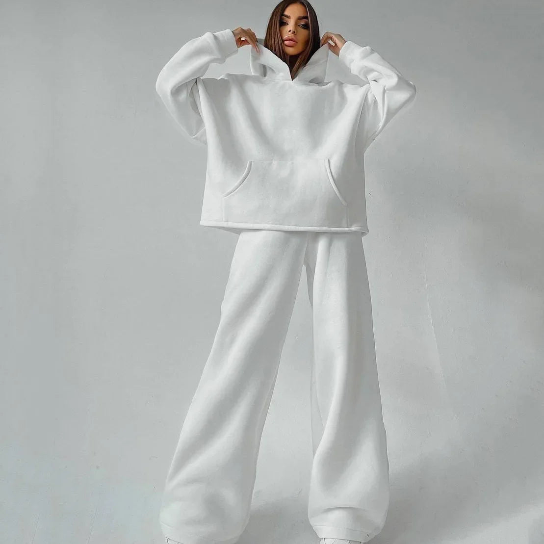 Casual Sport Tracksuit Women Hooded Two Pieces Set Sweatshirts Pullover Hoodies Pockets Pants Suit Trousers Outfits Autumn 2025