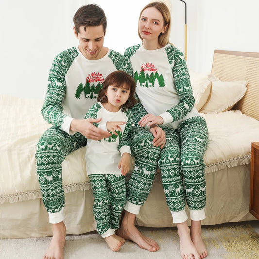 Maxy Christmas Deer Pajamas Set Cartoon Family Matching Outfits Father Mother Children Baby Sleepwear Xmas Mommy and Me Pj's Clothes