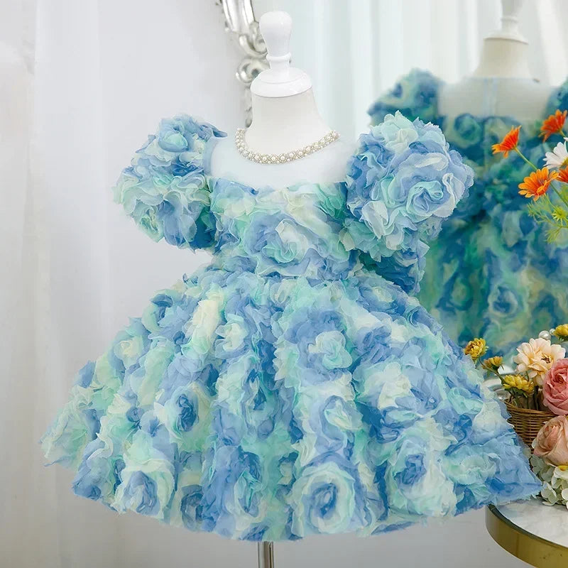 Maxy Children Evening Dresses for Girls 3 12 14 Years Kids Birthday Party Luxury 2023 Fluffy Ball Gown Wedding Prom Formal Lace Dress
