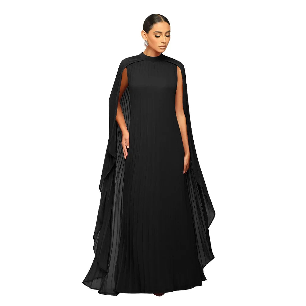 Maxy Dashiki African Dresses for Women Spring Fashion O-neck Long Sleeve Solid Color Long Maxy Dress African Clothes Women