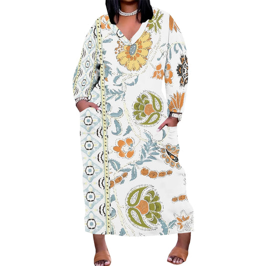 Maxy Plus Size Long Dress Sexy Outfits for Women Printed Loose Cute Dress