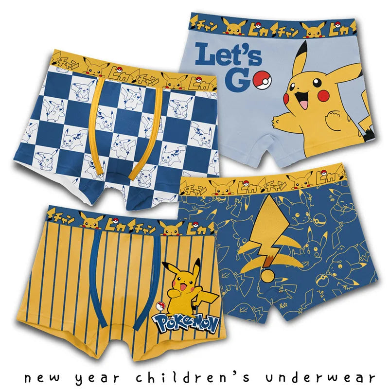 Maxy Pokémon Children's Boys Underwear Pure Cotton Boys Panties Underwear Pikachu Kids Soft Breathable Baby Briefs Underpants