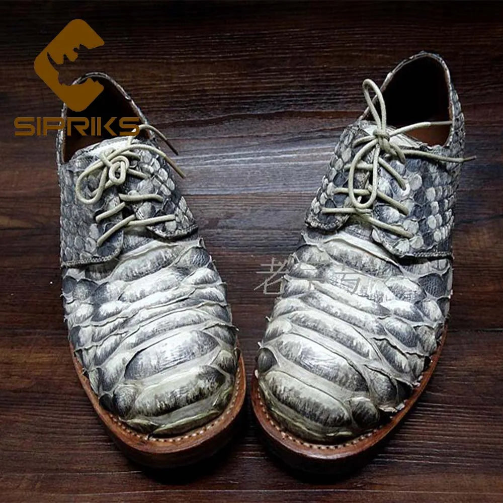 Amay SIPRIKS Mens Goodyear Welted Shoes Italian Man Python Skin Dress Shoes Hipster Snakeskin Gents Suit Shoes Male Animal Skin Boots