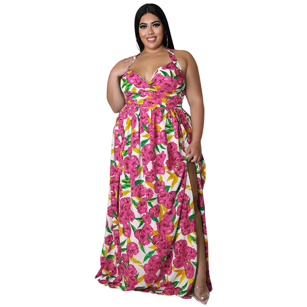 Wmstar Plus Size Dresses for Women Clothing Summer Holiday Bandage Open Back Elegant Beach New Maxi Dress Wholesale Dropshipping