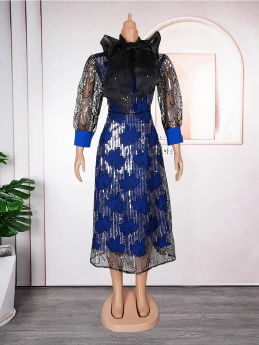 Maxy Plus Size African Elegant Party Dresses for Women New Fashion Chiffon Long Dress Kaftan Muslim Gown Ladies Clothing