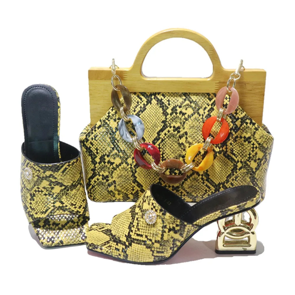 Maxy New Arrival Fashion High Heels 6.5CM Shoes and Bag Set for New Year Party Italian Style Classics Women Shoes and Bag Set